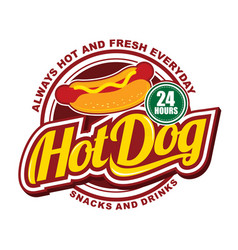 Hot dog shop logo design template Royalty Free Vector Image