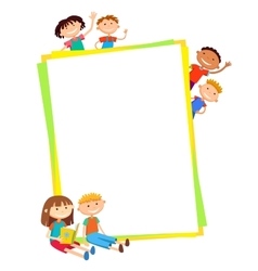 Kids bunner around square banner Royalty Free Vector Image