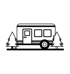 Camper trailer trees Royalty Free Vector Image