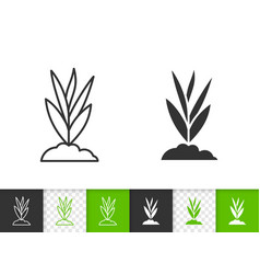 Green leaves simple black line icon Royalty Free Vector