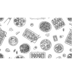 Korean street food seamless pattern meat potato Vector Image