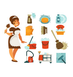 House cleaning housewife or housemaid and Vector Image