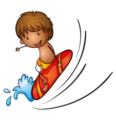 Cartoon boy with a surfboard Royalty Free Vector Image