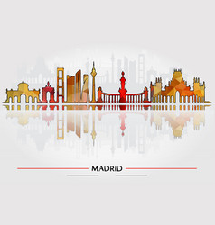 Outline madrid spain city skyline with white Vector Image