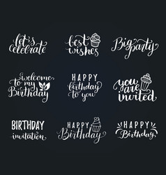 Happy birthday hand lettering collection Vector Image