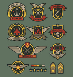 Military badges and army patches chevrons Vector Image