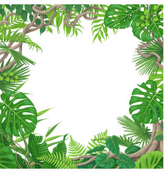 Round frame with tropical plants and toucan Vector Image