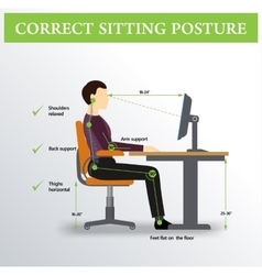 Ergonomics correct sitting posture Royalty Free Vector Image