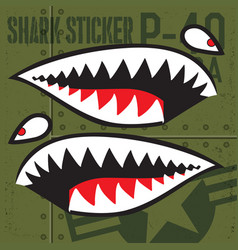 Flying tigers warhawk usa shark mouth red sticker Vector Image