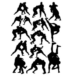 Silhouettes greco roman wrestling athletes Vector Image