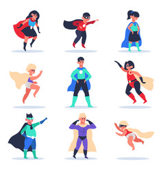 Superhero kids boys and girls in comic superhero Vector Image