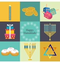 Hanukkah Traditional Symbols Jewish Icons Set Vector Image