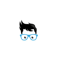 Creative cool geek face logo Royalty Free Vector Image