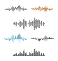 Sound waves flat icons set Royalty Free Vector Image