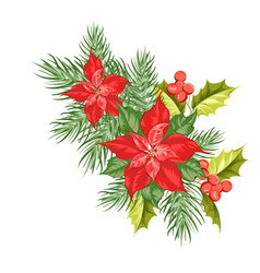 Composition of red poinsettia flower isolated over