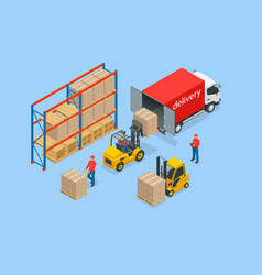 Warehouse exterior isometric outline concept with Vector Image