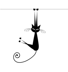 Funny cat silhouette black for your design Vector Image