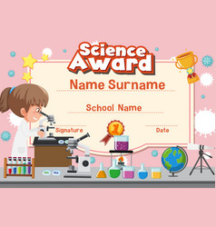 Certificate template for science award Royalty Free Vector