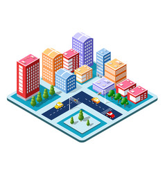 Abstract city map with color pins Flat design Vector Image