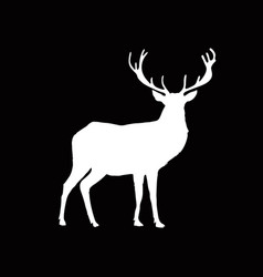 Black silhouette of reindeer with big horns Vector Image