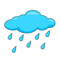 Cartoon cloud with rain drops isolated on white Vector Image