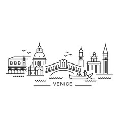 Flat line venice banner Royalty Free Vector Image