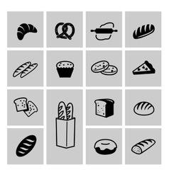 Bread or pastry food bakery shop isolated icons Vector Image