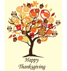 Fall tree thank you card Royalty Free Vector Image