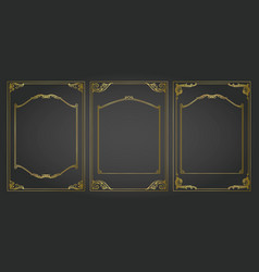 Decorative rectangle gold frames and borders set Vector Image