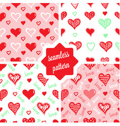 Set with cute doodle seamless patterns Royalty Free Vector