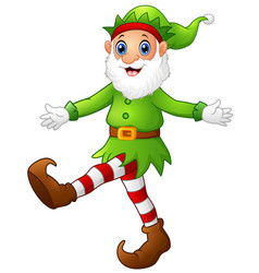 Cute christmas elf waving hands Royalty Free Vector Image