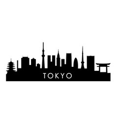 Tokyo japan skyline and landmarks silhouette Vector Image