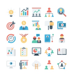 Project management colored icons Royalty Free Vector Image