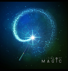 Magic wand with blue glowing shiny trail Vector Image
