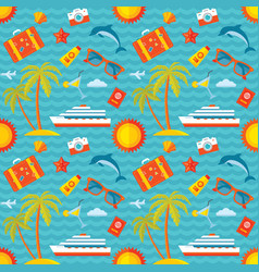 Summer vacation icons seamless background Vector Image