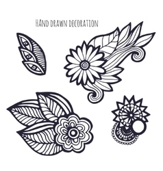 Hand Drawn Flowers Coloring Page Decoration Vector Hand Drawn Flowers Coloring Page Decoration Vector