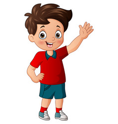 Cartoon little boy waving hand Royalty Free Vector Image