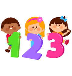 Children holding colorful numbers Royalty Free Vector Image