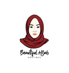 Beautiful stylish hijab girl logo line art icon Vector Image