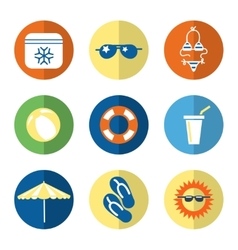 Flat icons summer beach Royalty Free Vector Image