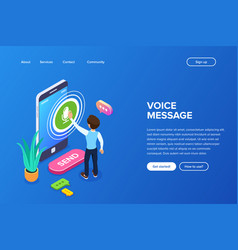 Isometric record voice message concept a person Vector Image