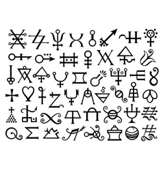 Medieval occult signs and magic stamps Royalty Free Vector