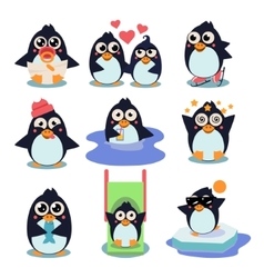 Funny christmas penguins characters set cute Vector Image