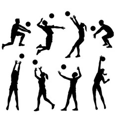 Volleyball players - men and women set sketch Vector Image