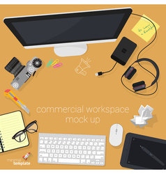 Flat design desktop workspace Royalty Free Vector Image