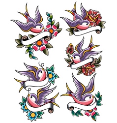 Swallow tattoo set Royalty Free Vector Image - VectorStock