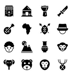 African element icons in solid style pack Vector Image