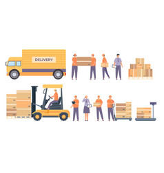 Forklift truck storage equipment storage racks Vector Image