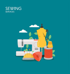 Sewing services flat style design Royalty Free Vector Image