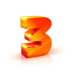Shiny orange red 3d number 1 on white background Vector Image